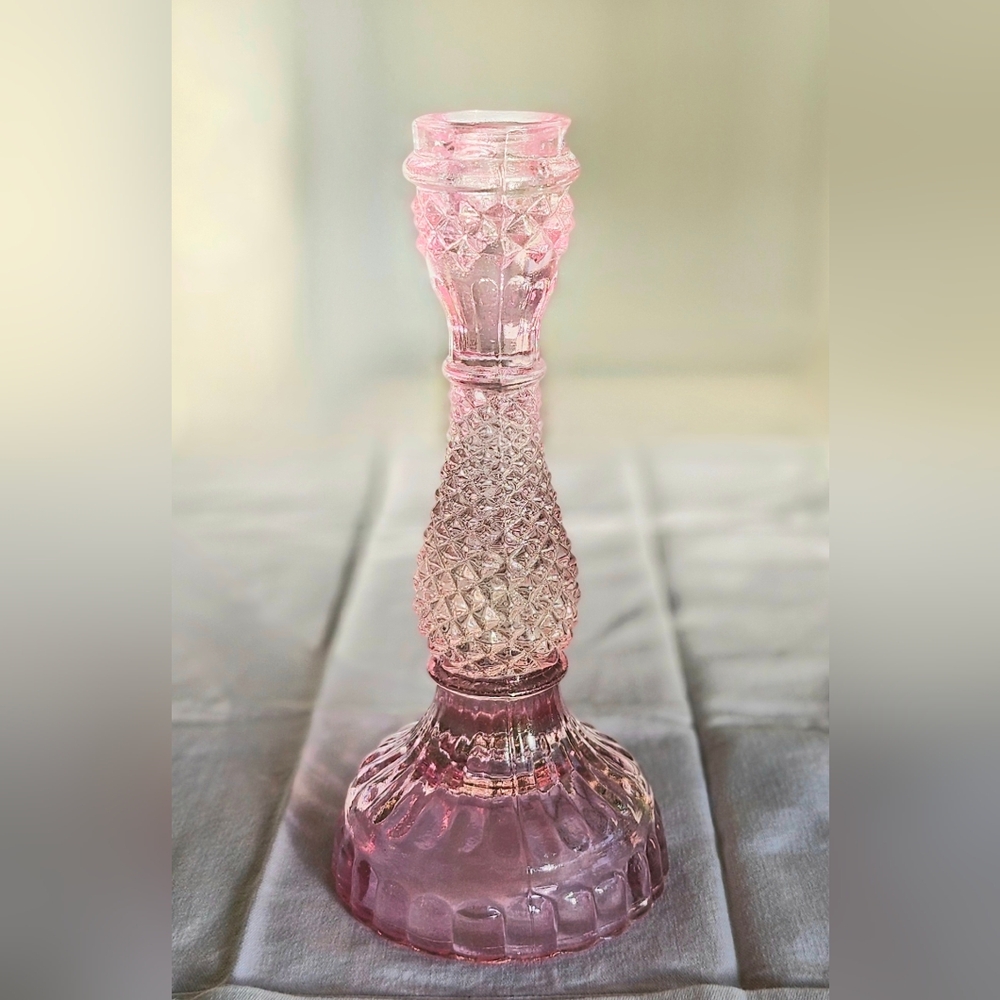 ANTHROPOLOGIE Pink Glass Candleholder